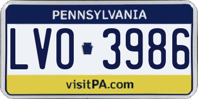 PA license plate LVO3986
