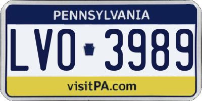 PA license plate LVO3989