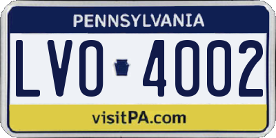 PA license plate LVO4002