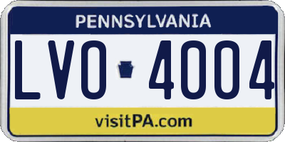 PA license plate LVO4004