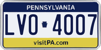 PA license plate LVO4007
