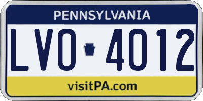 PA license plate LVO4012