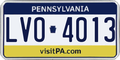 PA license plate LVO4013
