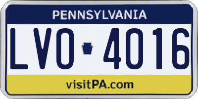 PA license plate LVO4016
