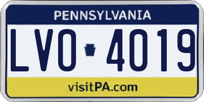 PA license plate LVO4019
