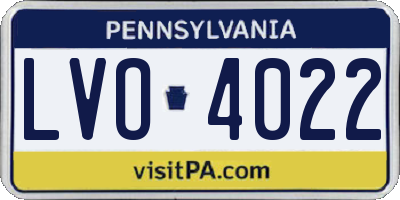 PA license plate LVO4022
