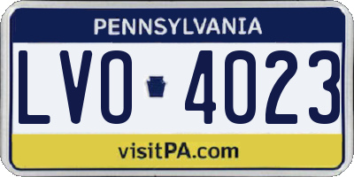 PA license plate LVO4023