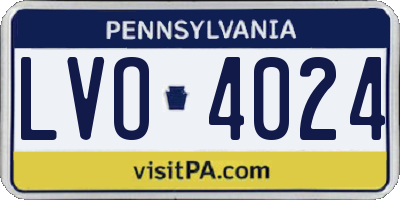 PA license plate LVO4024
