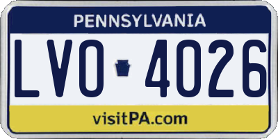 PA license plate LVO4026