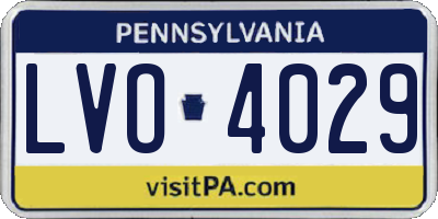 PA license plate LVO4029