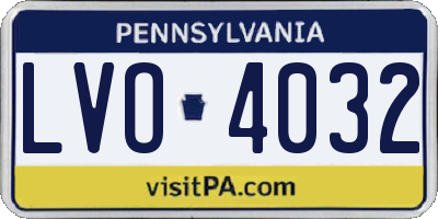 PA license plate LVO4032
