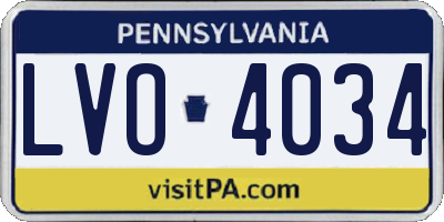 PA license plate LVO4034