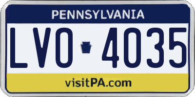 PA license plate LVO4035