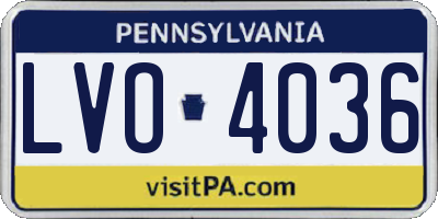 PA license plate LVO4036