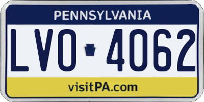 PA license plate LVO4062