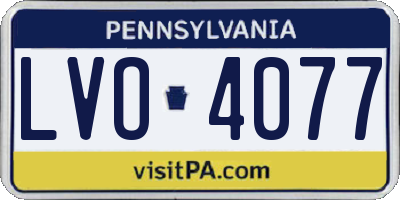 PA license plate LVO4077