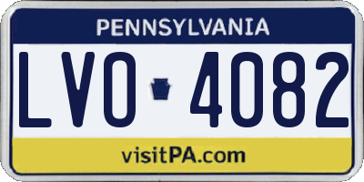 PA license plate LVO4082