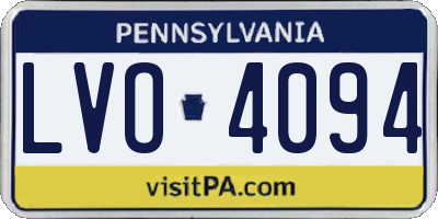 PA license plate LVO4094