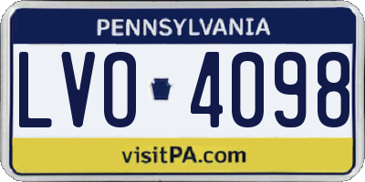 PA license plate LVO4098