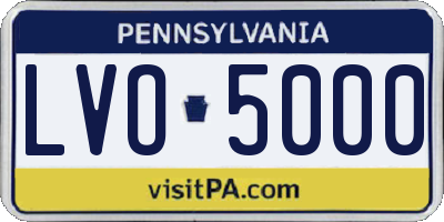 PA license plate LVO5000