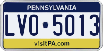 PA license plate LVO5013