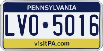PA license plate LVO5016