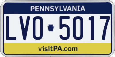 PA license plate LVO5017