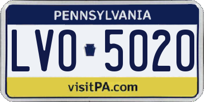 PA license plate LVO5020