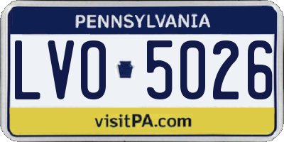 PA license plate LVO5026