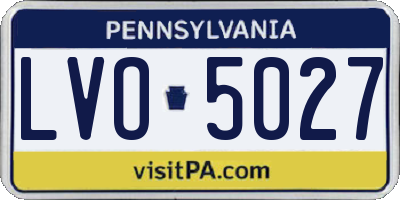 PA license plate LVO5027