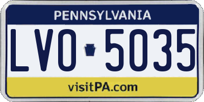 PA license plate LVO5035