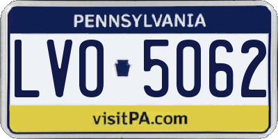 PA license plate LVO5062
