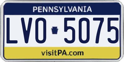 PA license plate LVO5075