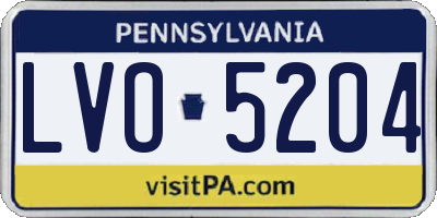 PA license plate LVO5204
