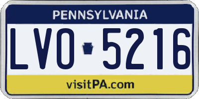 PA license plate LVO5216