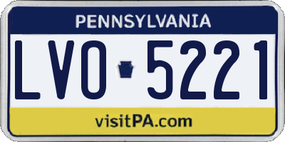 PA license plate LVO5221