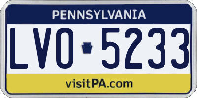 PA license plate LVO5233