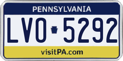 PA license plate LVO5292