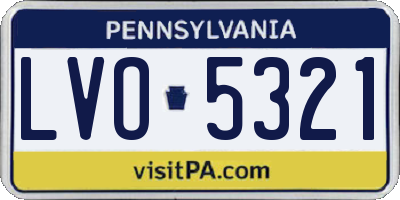 PA license plate LVO5321