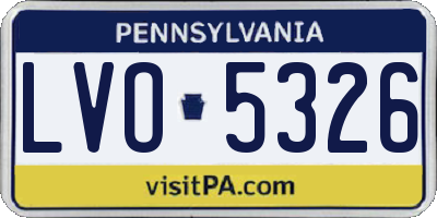 PA license plate LVO5326