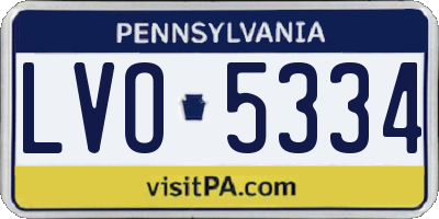 PA license plate LVO5334