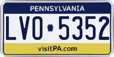 PA license plate LVO5352