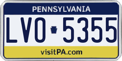 PA license plate LVO5355