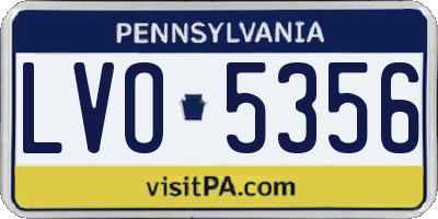 PA license plate LVO5356