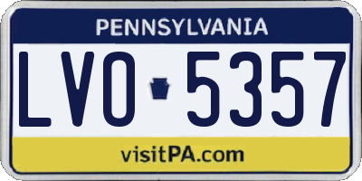 PA license plate LVO5357
