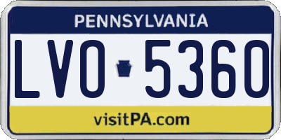 PA license plate LVO5360