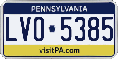 PA license plate LVO5385