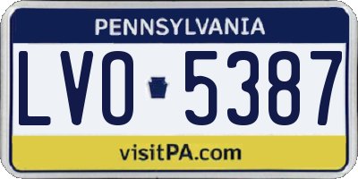 PA license plate LVO5387