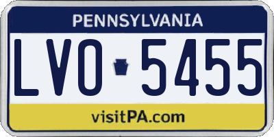 PA license plate LVO5455