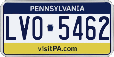 PA license plate LVO5462